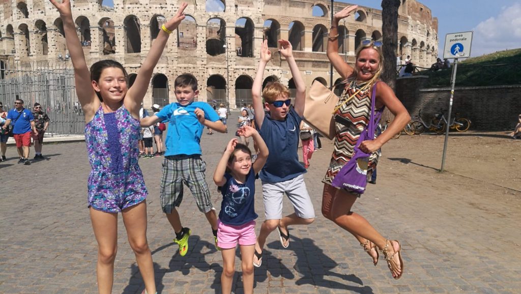 kids having fun during a Colosseum Group Tour with Rome for kids