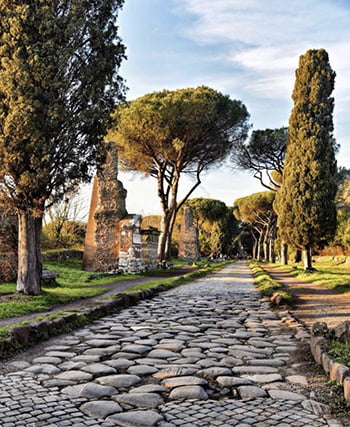 Ride bicycle in Rome on Appia Antica with kids
