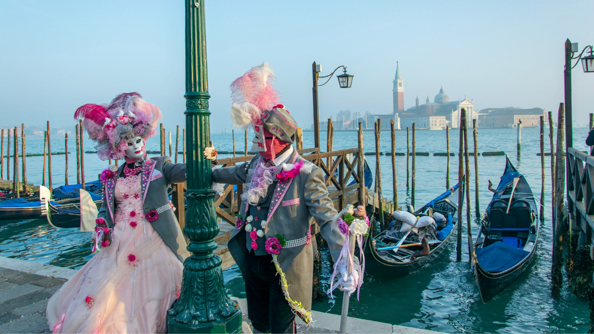 Men and women at Venice Carnival 2023