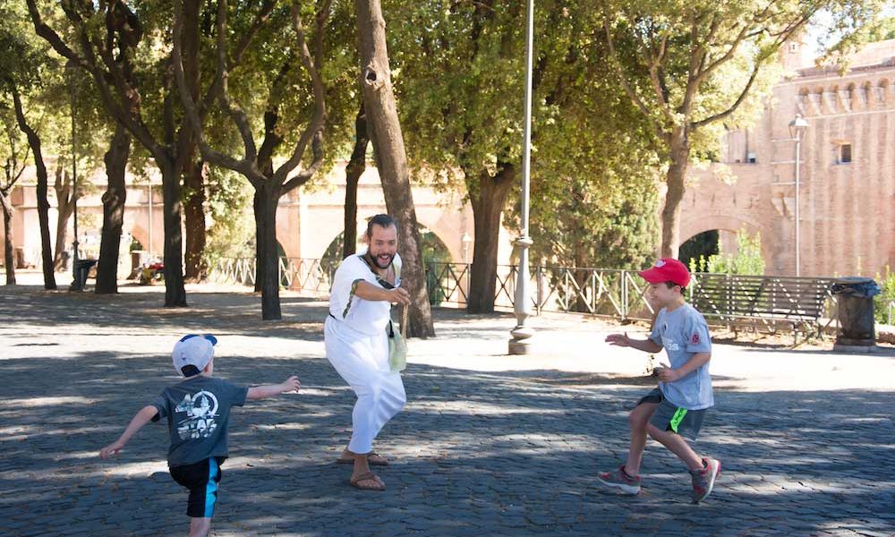 kids have fun during Time inspectors tour of rome for kids